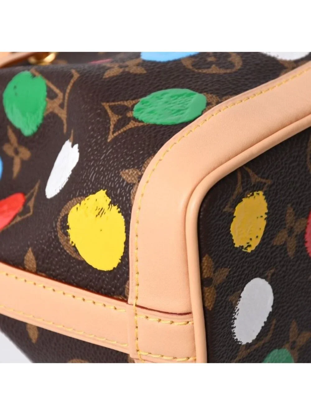 Louis Vuitton Yayoi Kusama Collaboration Shoulder Bag Monogram Nano Noe Brown